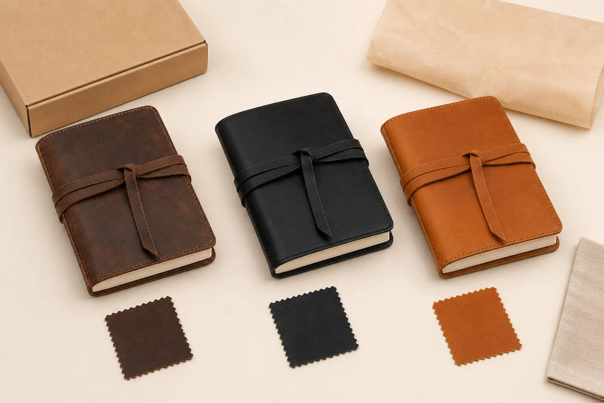 Journal de Viagem de Couro Recarregável com Tira de Amarrar — OEM Personalizado