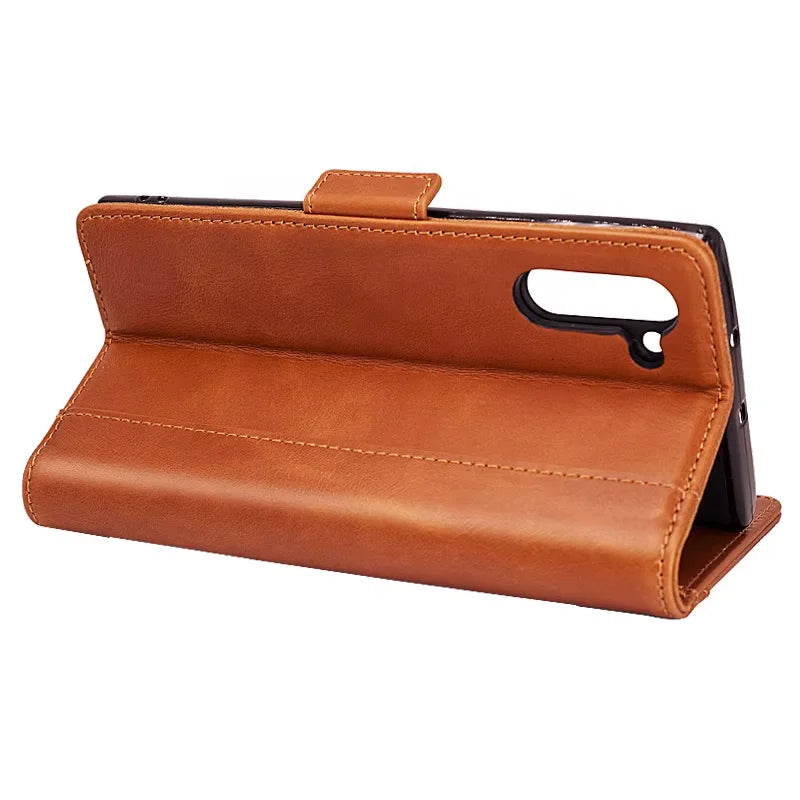 Top-Grain Leather Wallet Phone Case for Customizable Device Models image 7