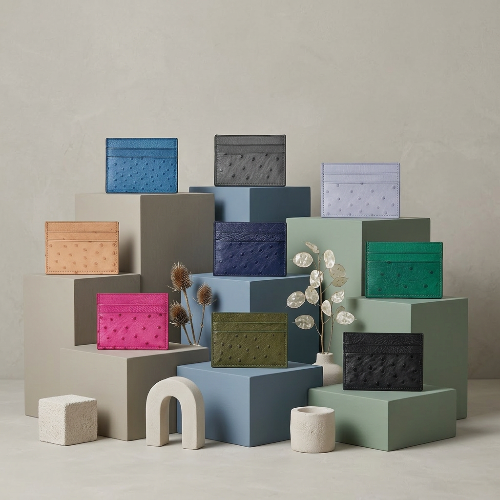 Genuine Leather Ostrich Pattern Card Holder (Wholesale/OEM Manufacturer)