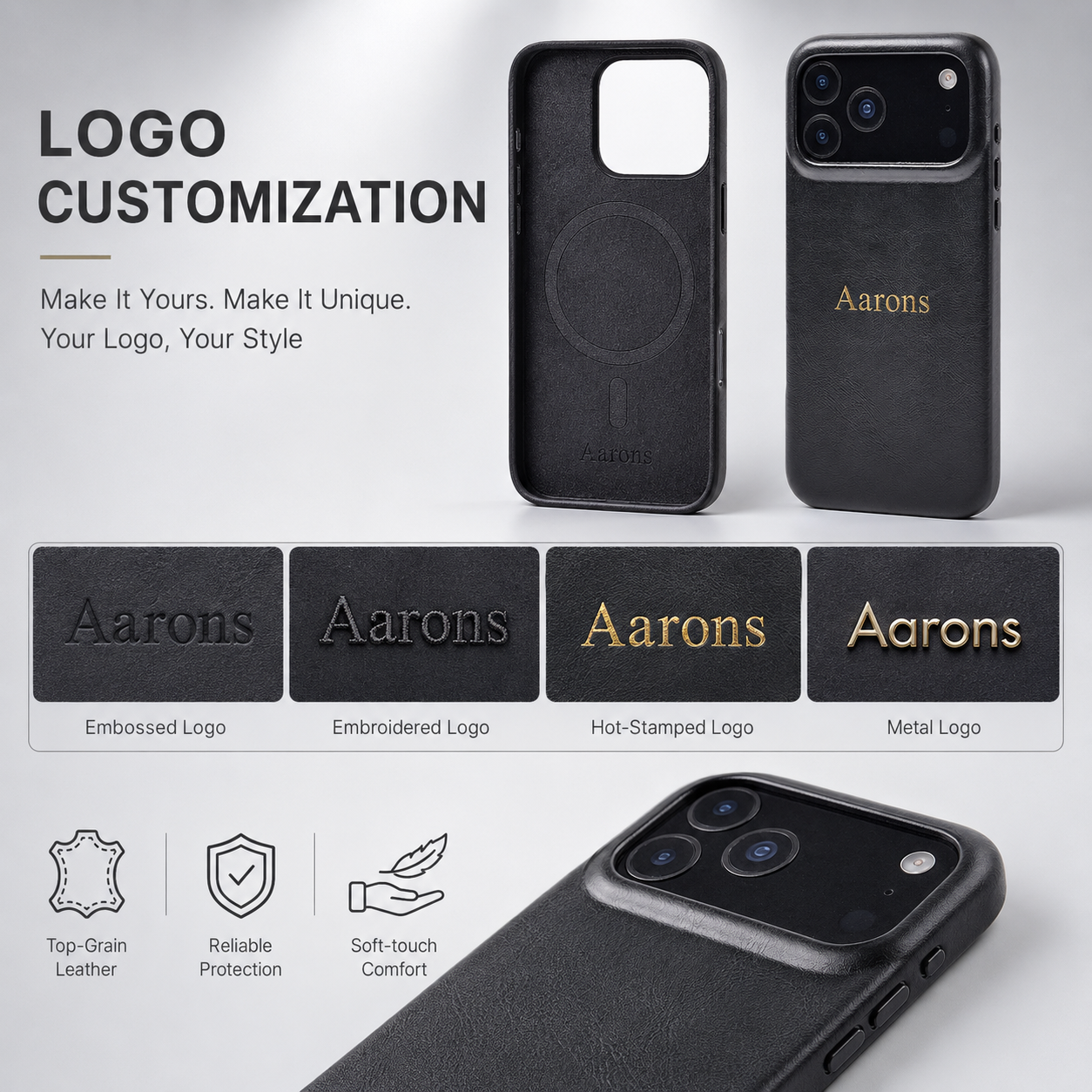Wholesale Slim Genuine Leather Anti EMF Phone Case for iPhone 17 Pro Max OEM Manufacturer