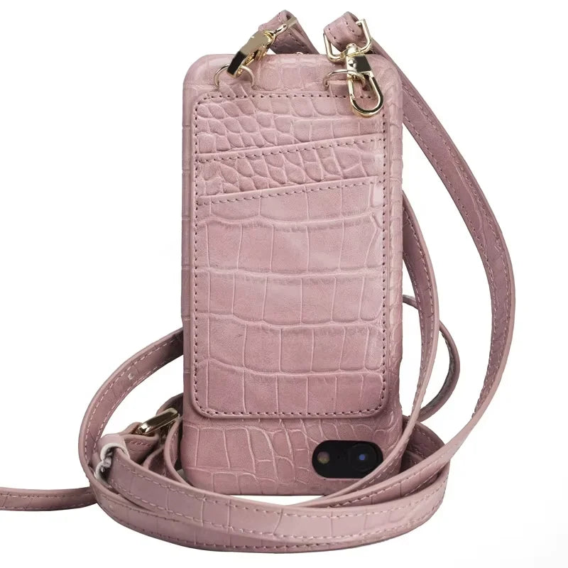 Crocodile Crossbody Wallet Phone Case for Customizable Device Models image 8