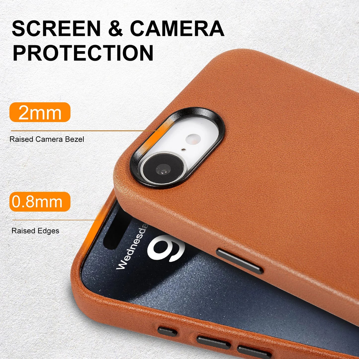 Genuine Leather Full Wrap Screen Protector Phone Case for iPhone 16 Series - image 6