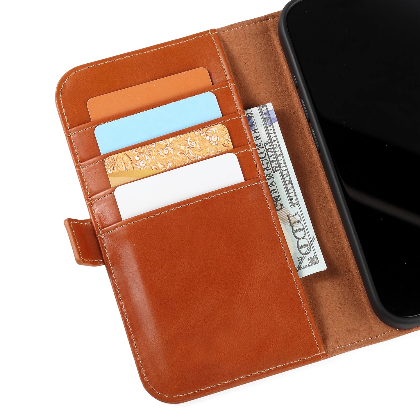Genuine Leather Wallet Phone Case for iPhone 16 Series image 6