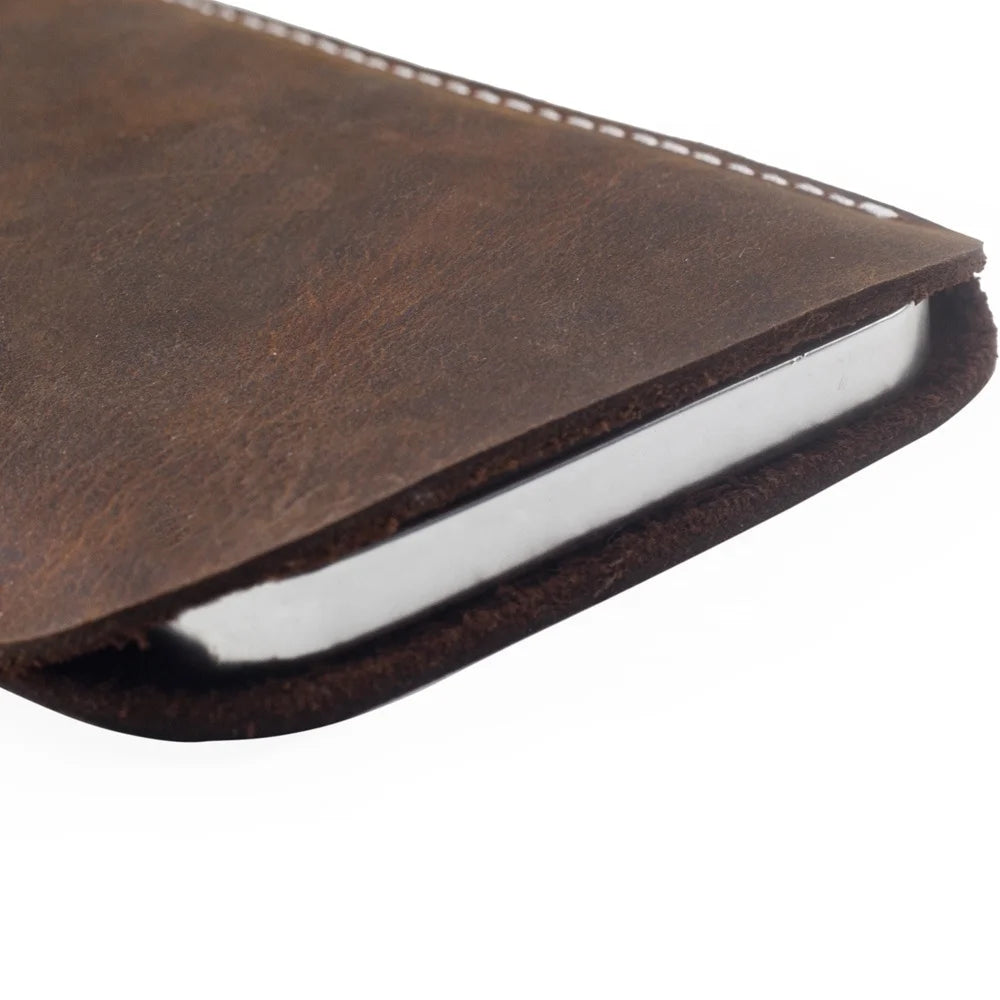 Crazy Horse Leather Wallet Phone Case for Vertu Custom Models - image 6