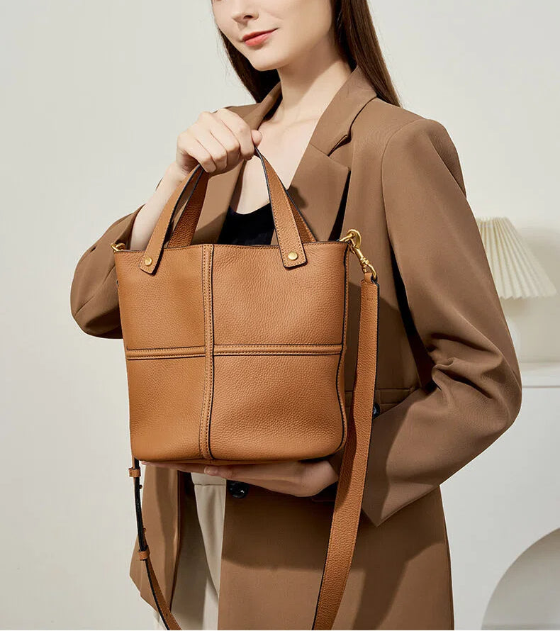 Boxy Genuine Leather Top Handle Crossbody Bag - image 8