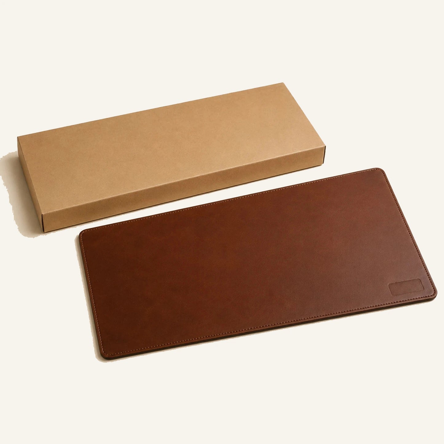 Custom leather desk mat with plain kraft packaging for private label wholesale orders