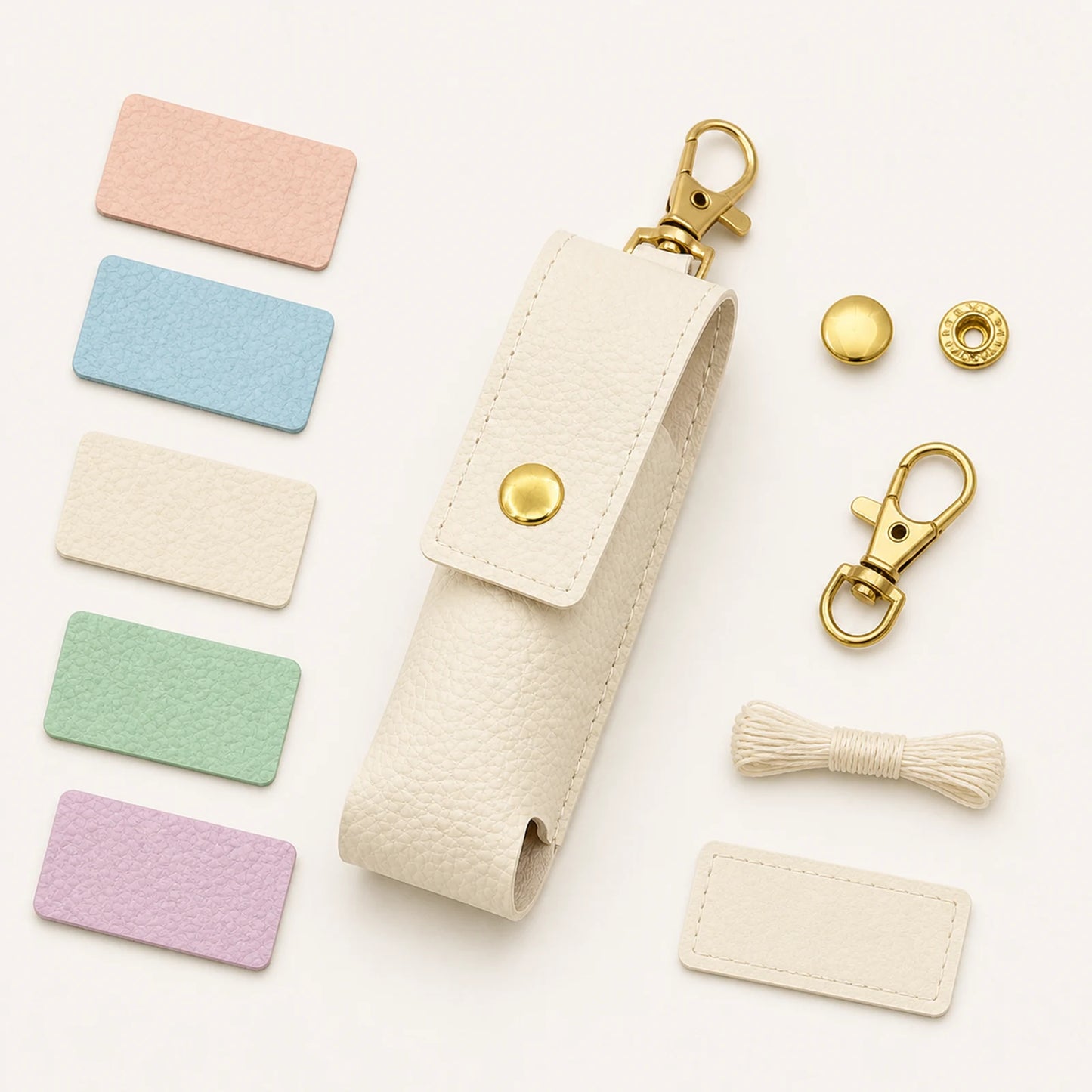 OEM material, color, hardware, stitching and logo customization options for the lipstick holder