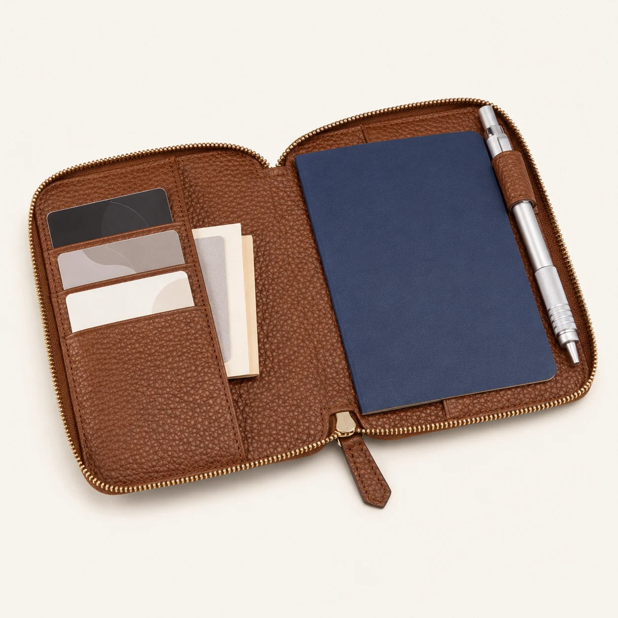 卵石纹牛皮拉链护照钱包套,带信用卡槽和笔槽,批发oem (Wholesale/OEM Manufacturer) - image 06
