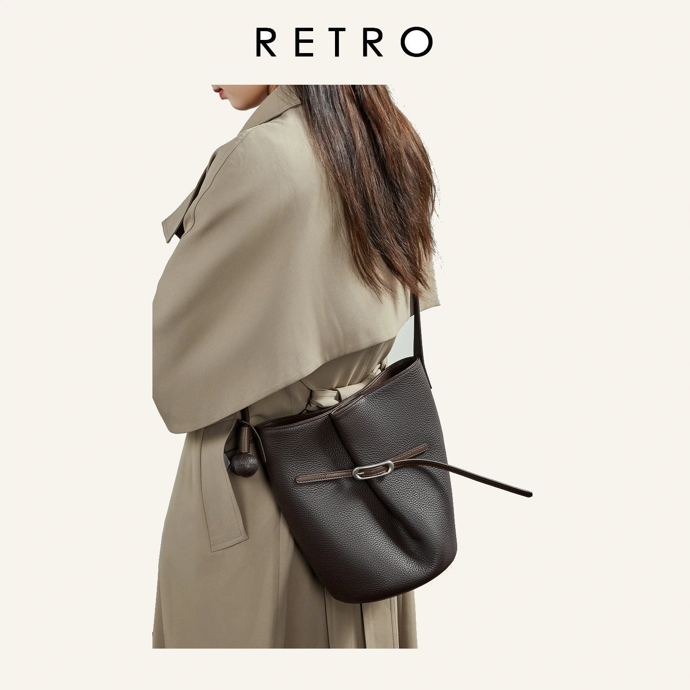 Genuine Leather Bucket Crossbody Bag - image 8
