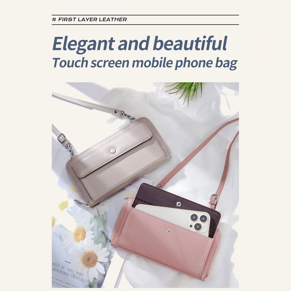 Genuine Leather Phone Wallet Crossbody Bag - image 7
