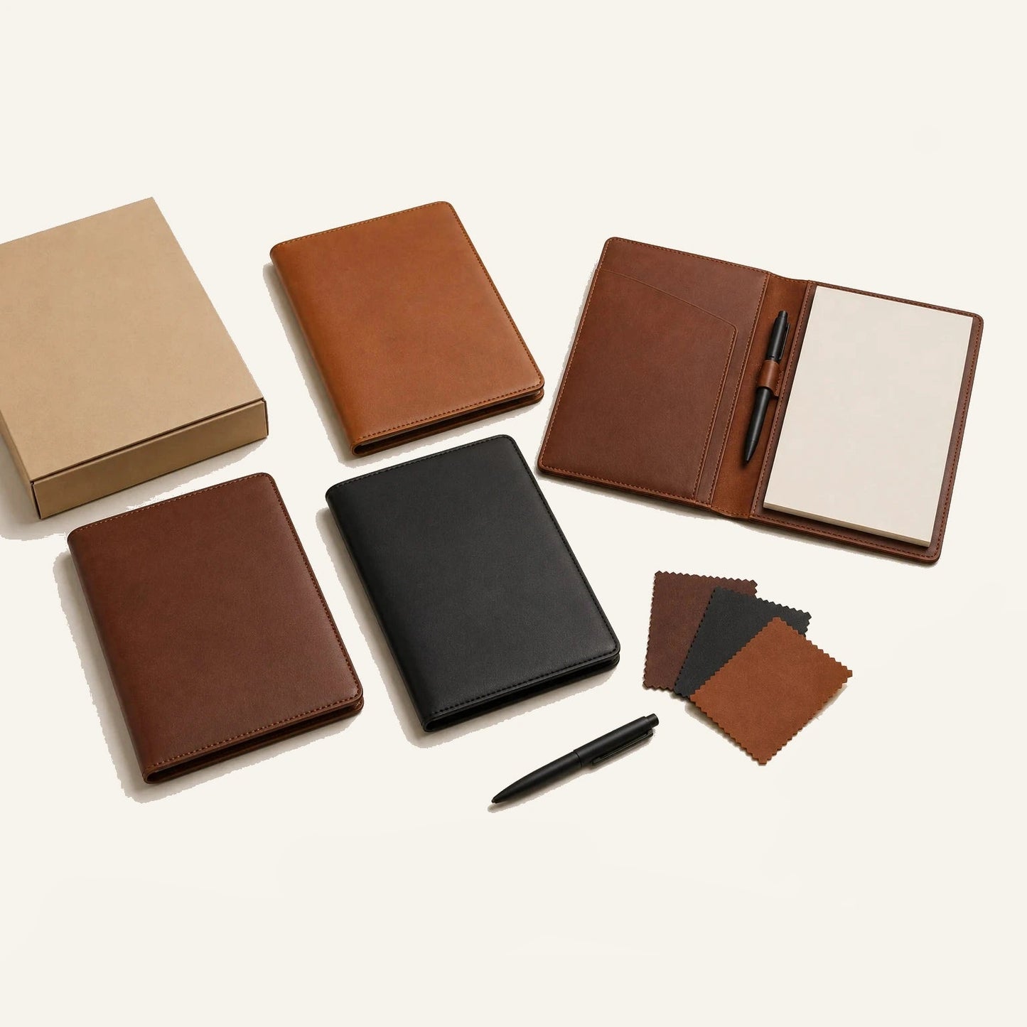 Leather meeting portfolio notebook folder color and packaging options for OEM buyers