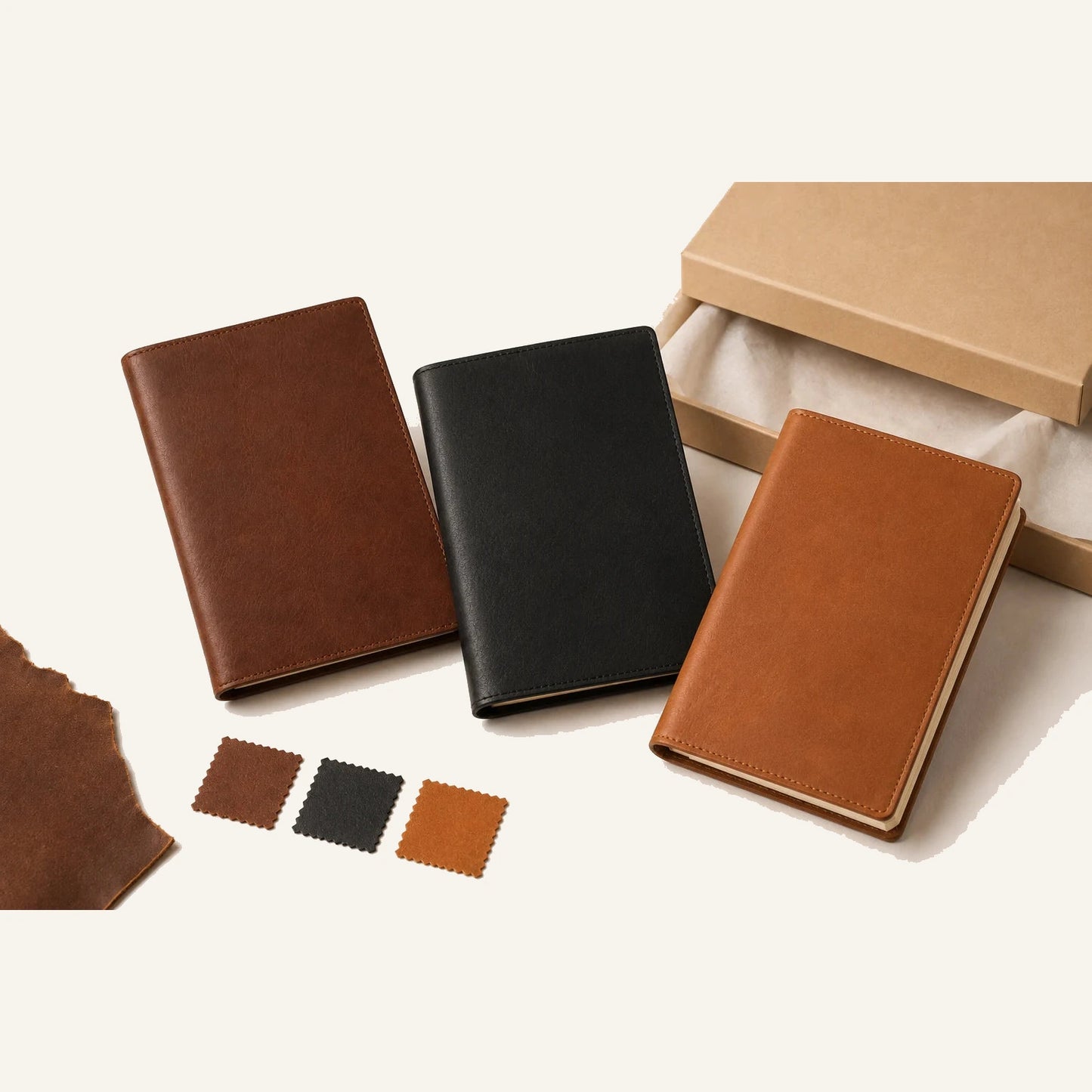 Leather recipe journal menu notebook cover color and packaging options for OEM buyers