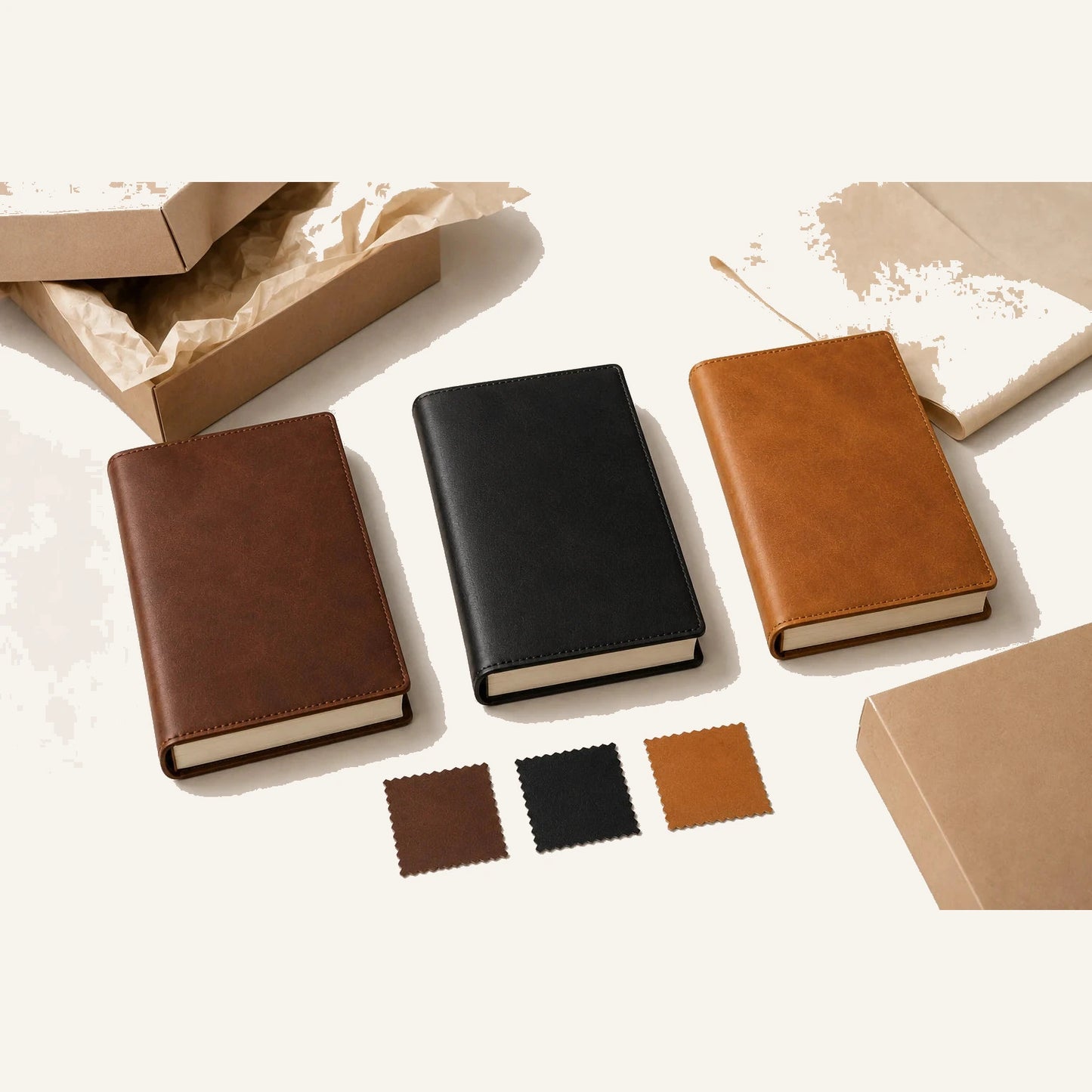 Leather sketchbook cover color paper and packaging options for wholesale customization
