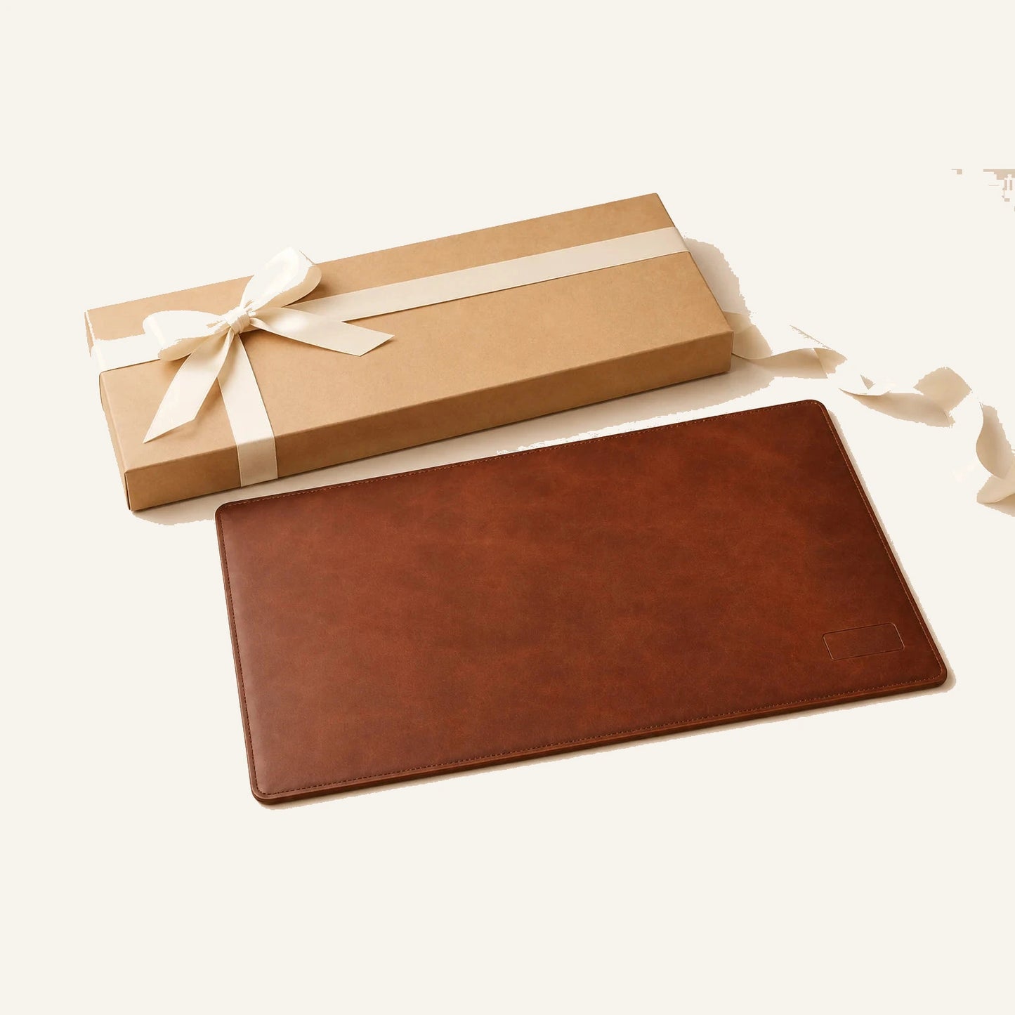 Personalized leather desk mat with plain gift packaging for corporate programs
