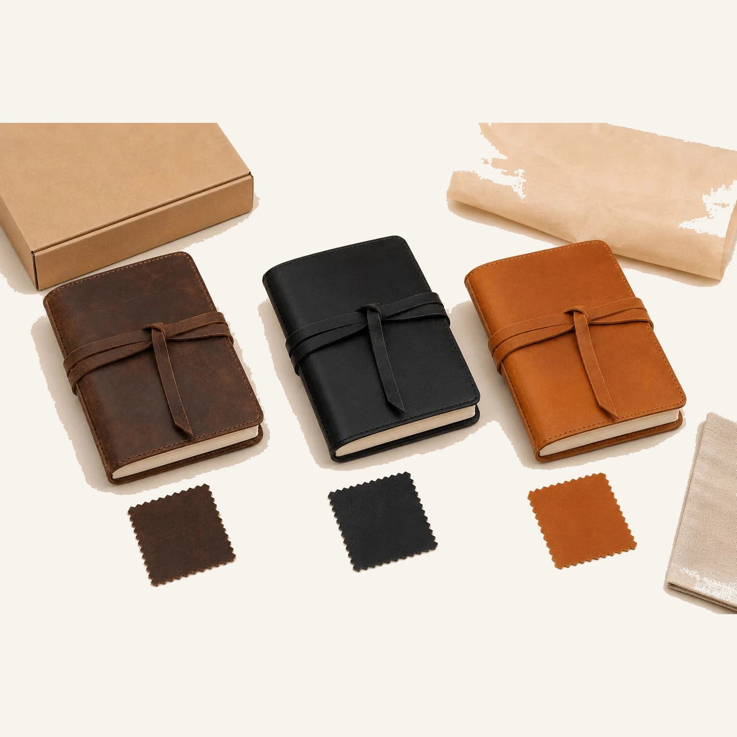 Refillable leather travel journal color and packaging options for wholesale orders