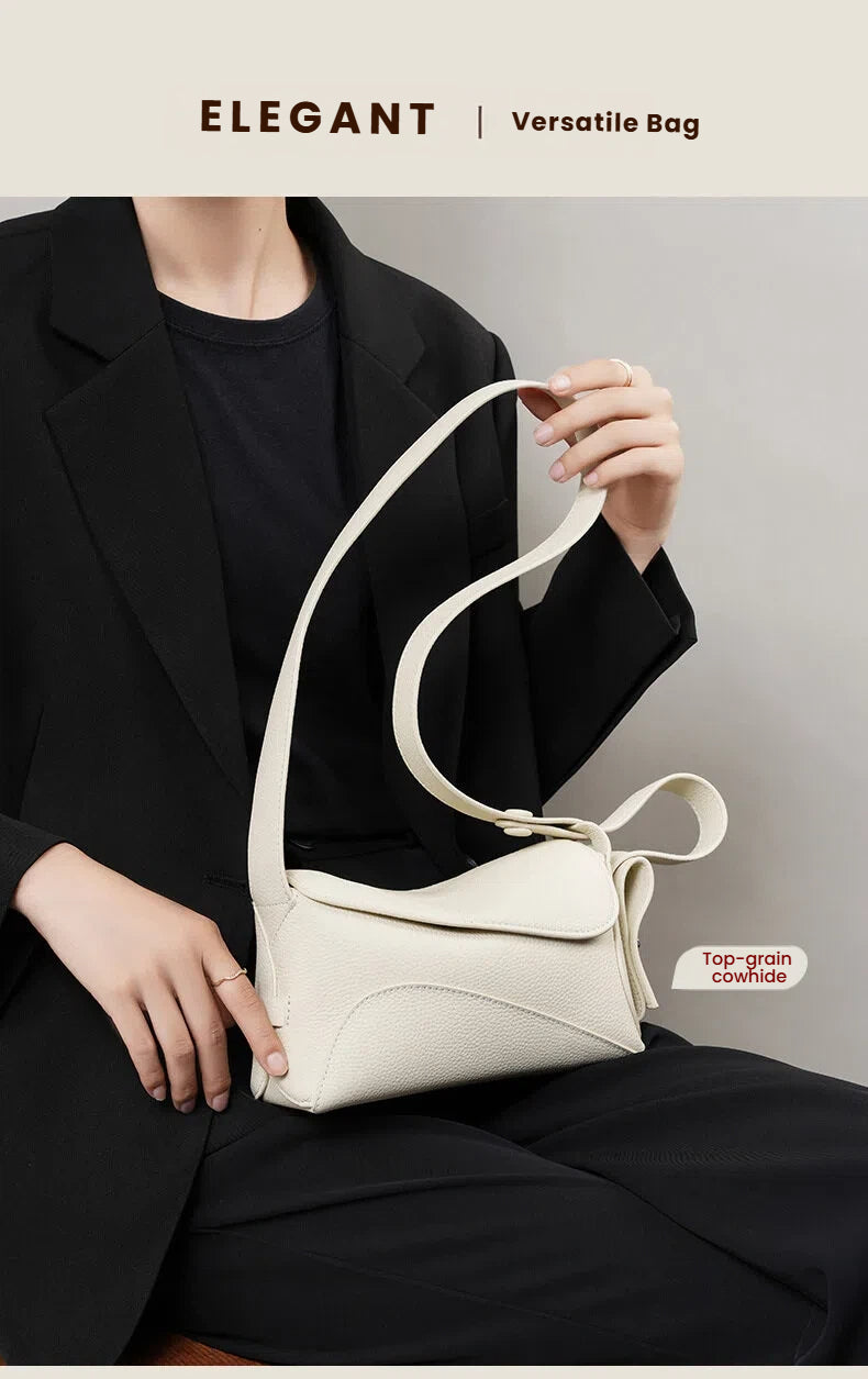 Slim Genuine Leather Crescent Shoulder Bag - image 7