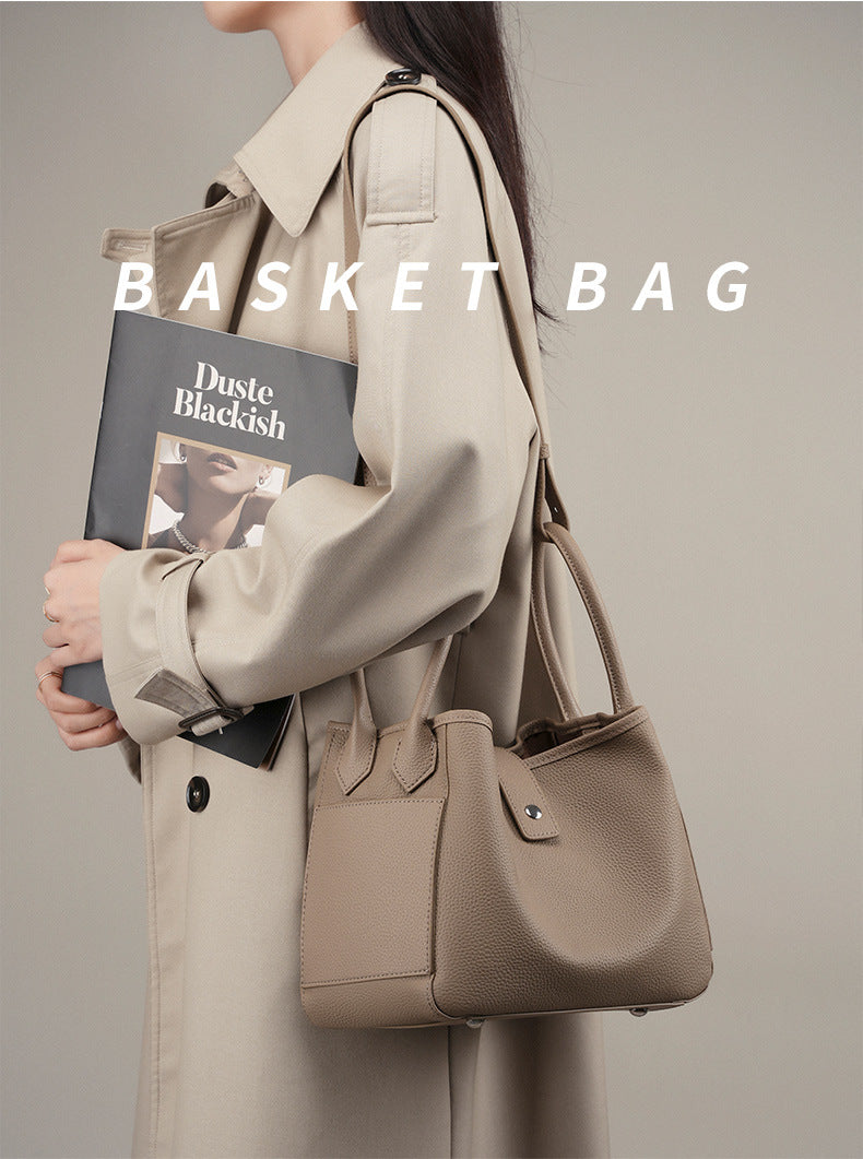 Soft Genuine Leather Bucket Shoulder Bag - image 8