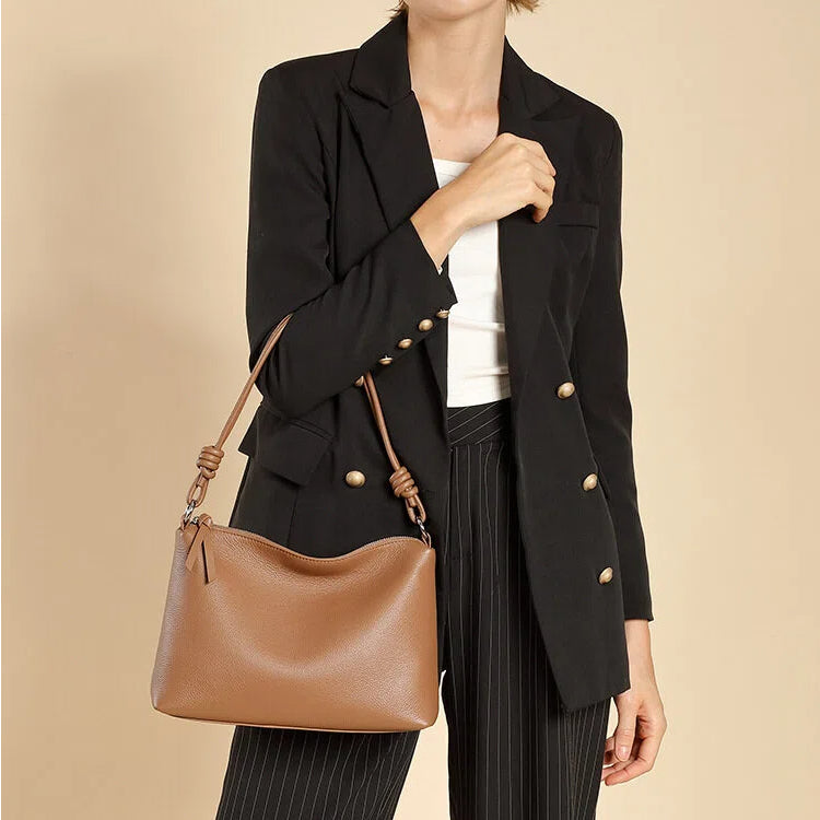 Soft Genuine Leather Crescent Shoulder Bag - image 6