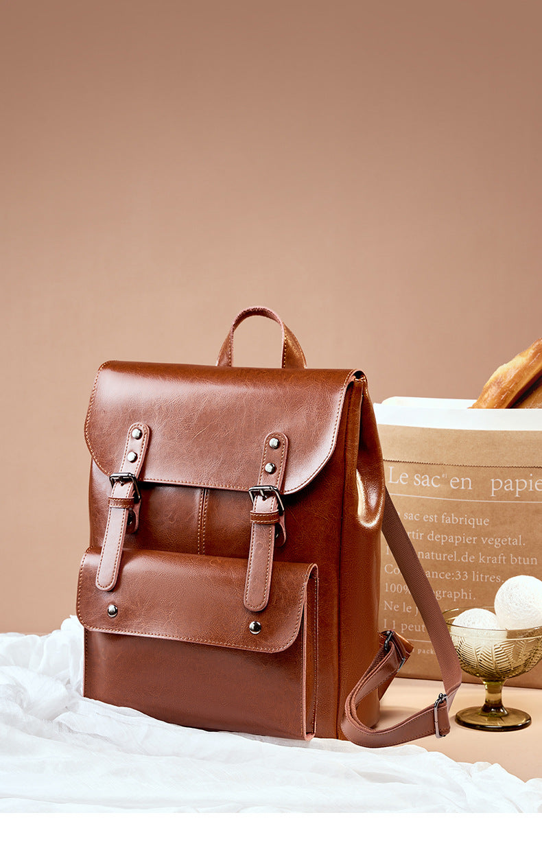 Square Genuine Leather Backpack - image 8