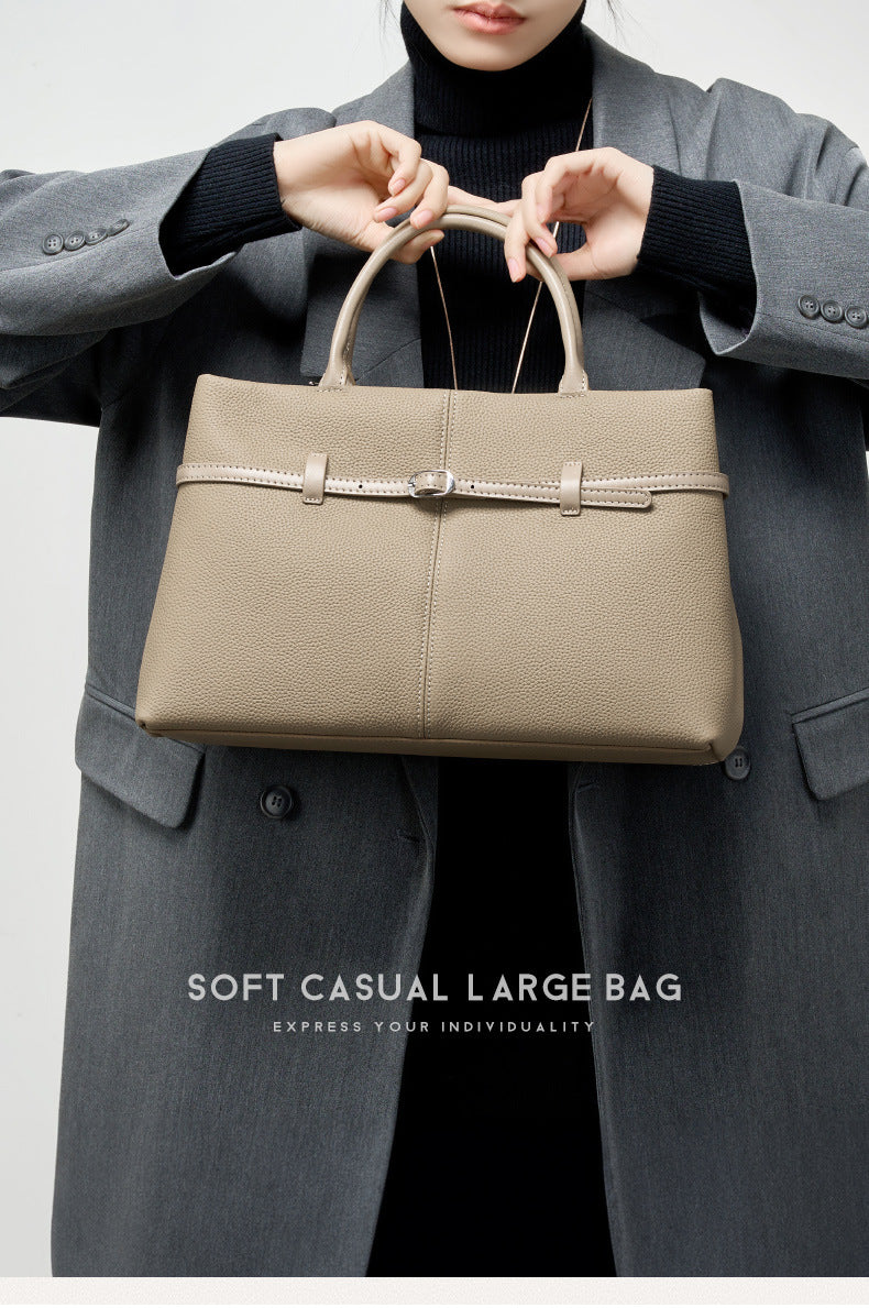 Structured Genuine Leather Top Handle Bag - image 8