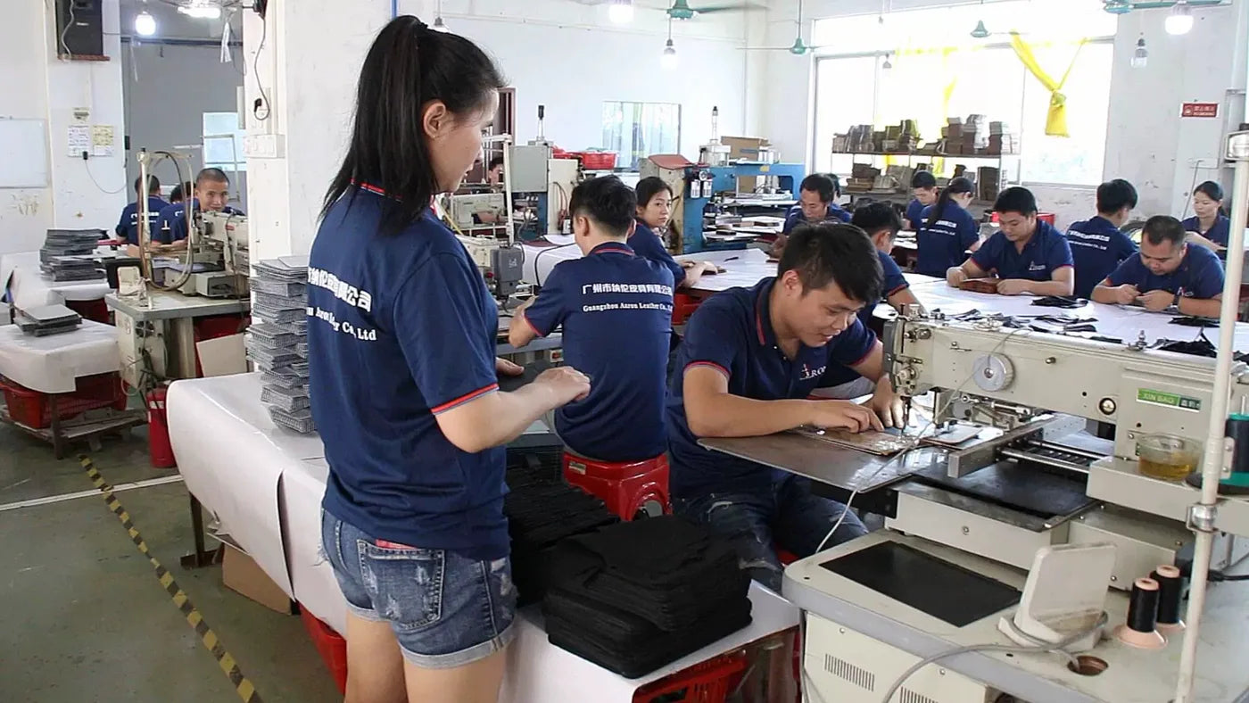 Aarons Leather sewing and production floor