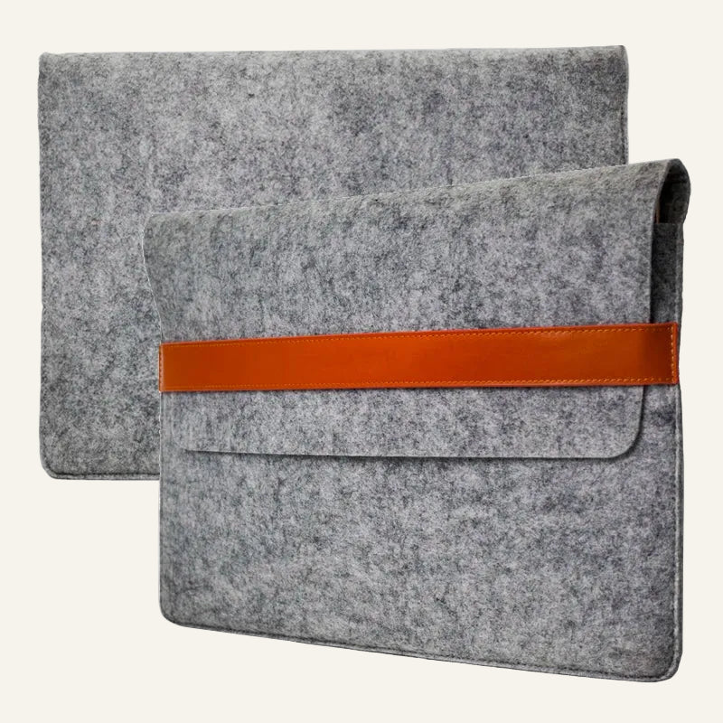 Custom leather laptop and tablet sleeve with a protective leather exterior