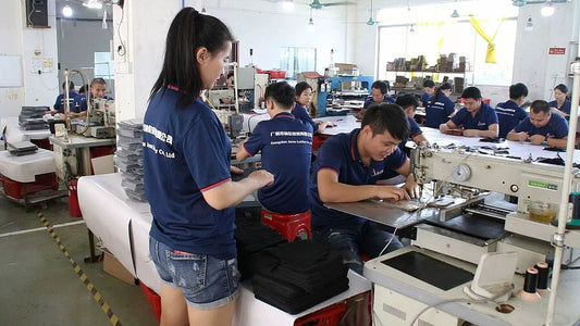 Aarons Leather factory production floor for custom leather case manufacturing