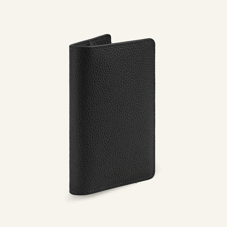 Black pebbled leather passport holder for wholesale specification review