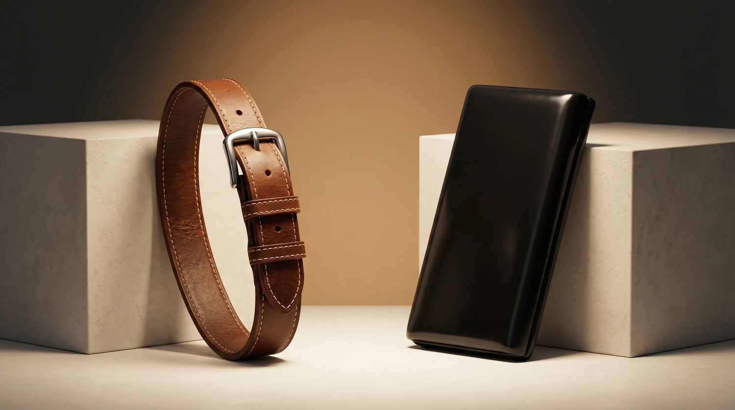 Guangzhou OEM factory custom luxury leather pet gear wholesale. Premium saddle brown bridle leather dog collar with silver metal hardware and high-gloss charcoal black Nappa leather pet pouch for boutique brand sourcing.
