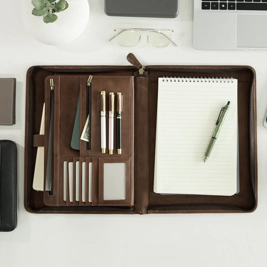 Pasta Folio de Couro Encerado — OEM Personalizado