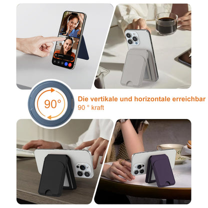Wholesale PU Leather Magsafe Bifold Magnetic Card Holder Wallet with Phone Stand OEM Manufacturer