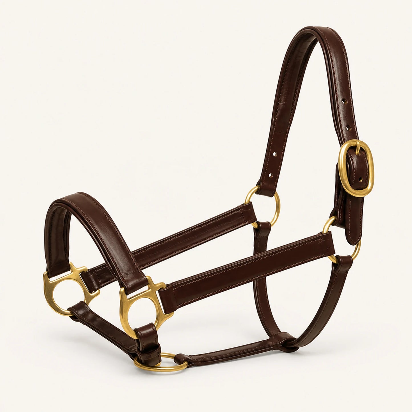 Padded leather horse halter shown from a three-quarter angle