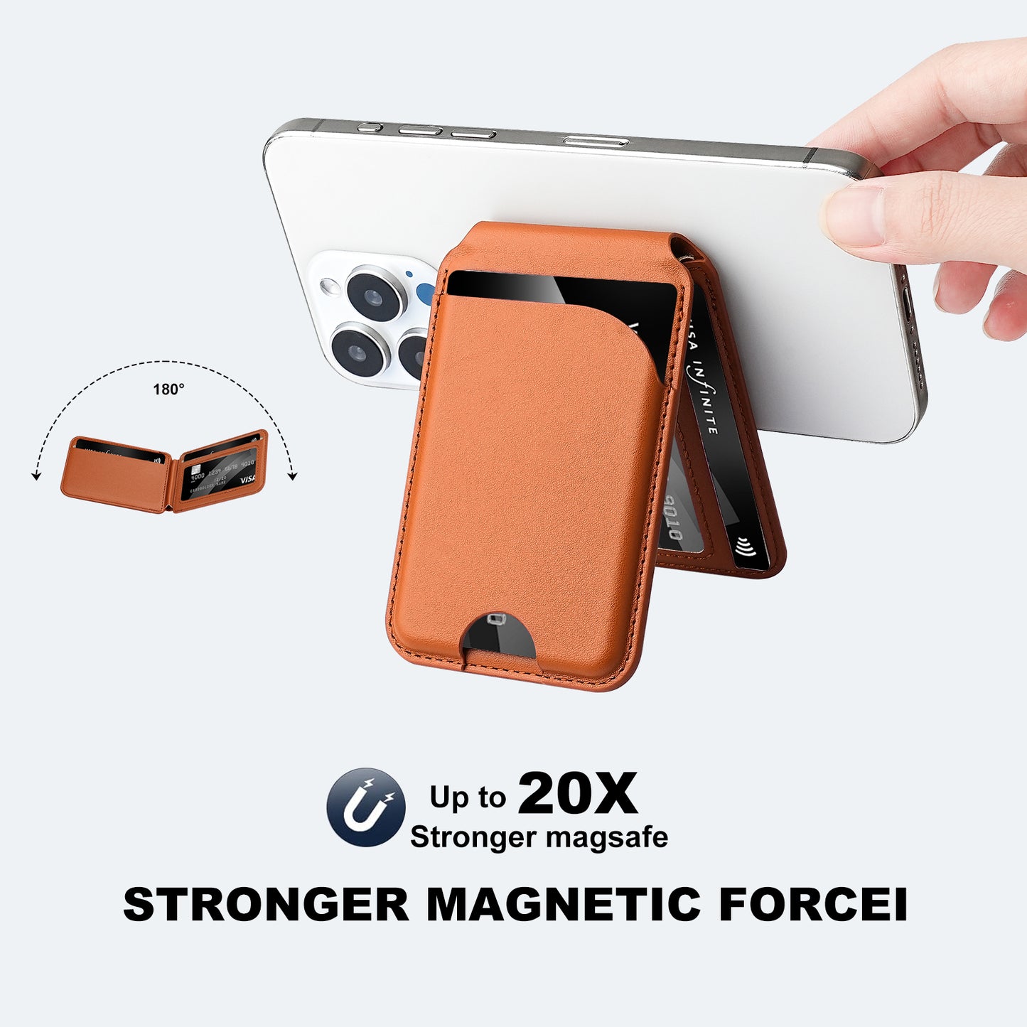 Wholesale PU Leather Magsafe Bifold Magnetic Card Holder Wallet with Phone Stand OEM Manufacturer