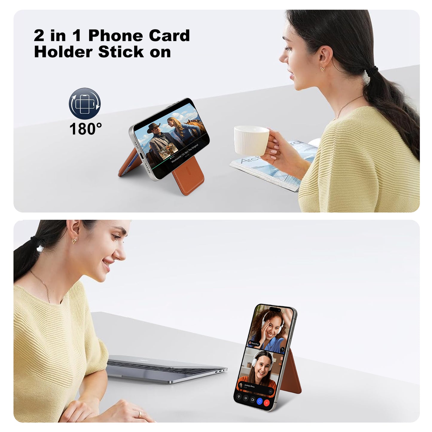 Wholesale PU Leather Magsafe Bifold Magnetic Card Holder Wallet with Phone Stand OEM Manufacturer