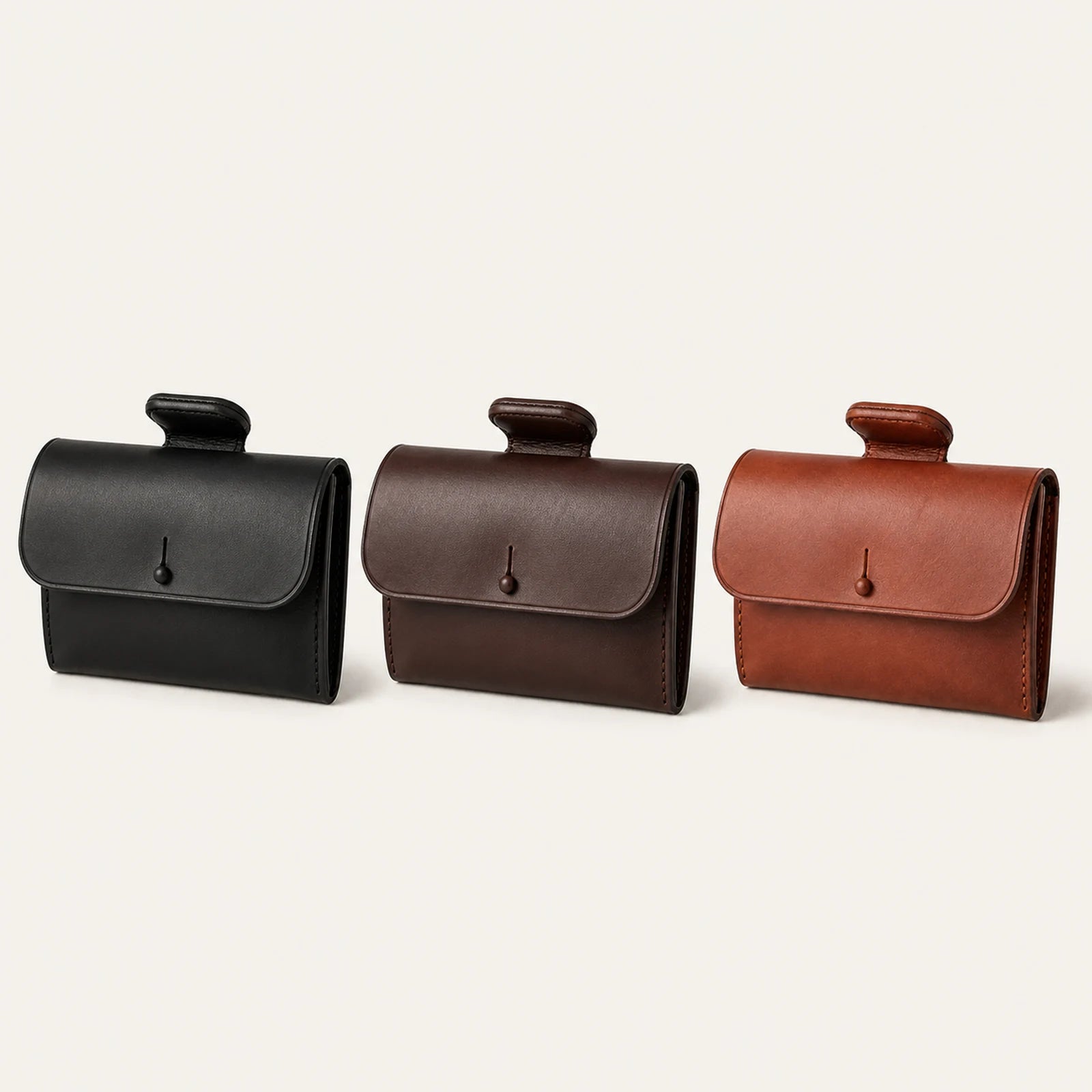 Black Havana brown and cognac leather saddle pommel bag color options