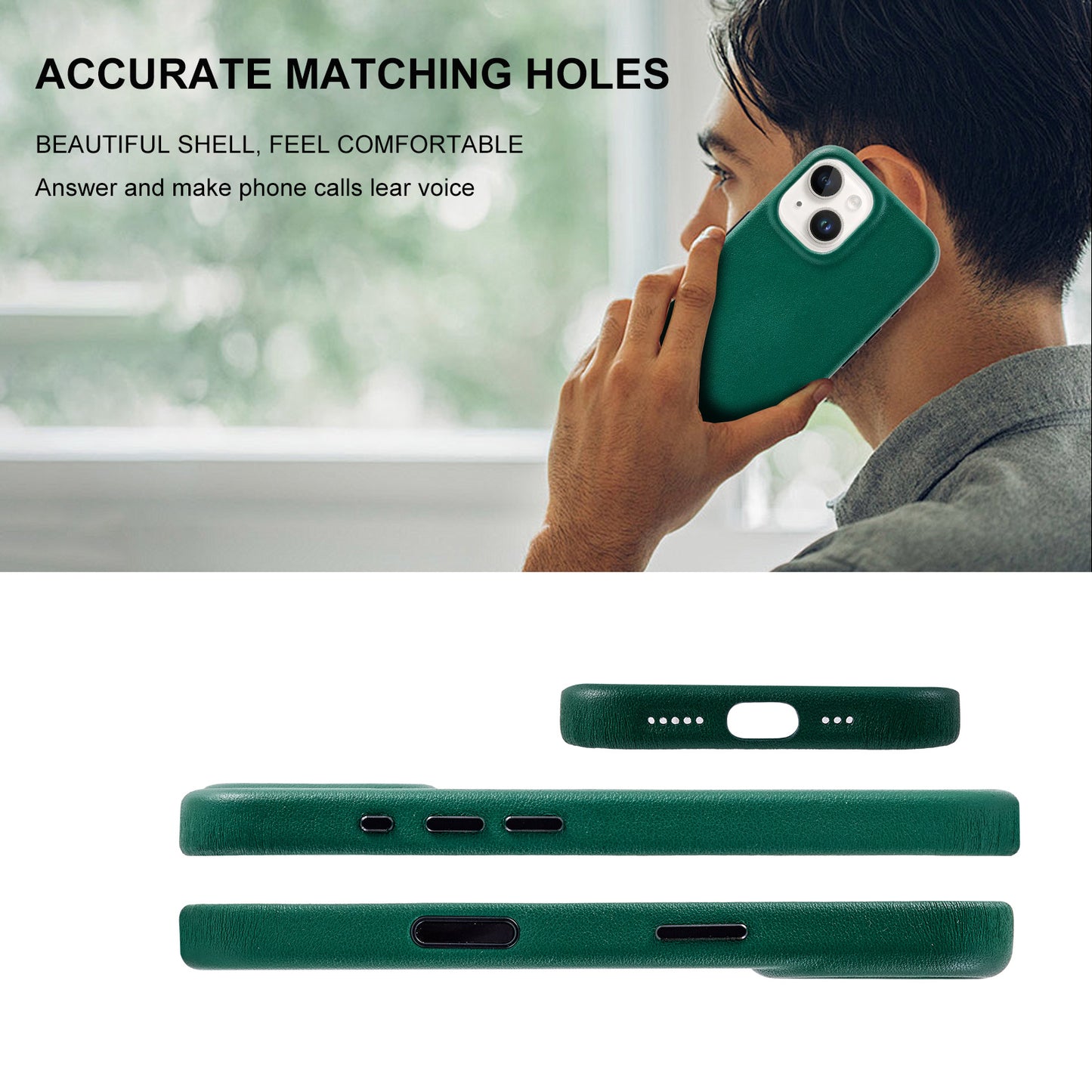 Wholesale Green Genuine Leather Phone Case for iPhone 16 Pro Max Custom Logo Manufacturer