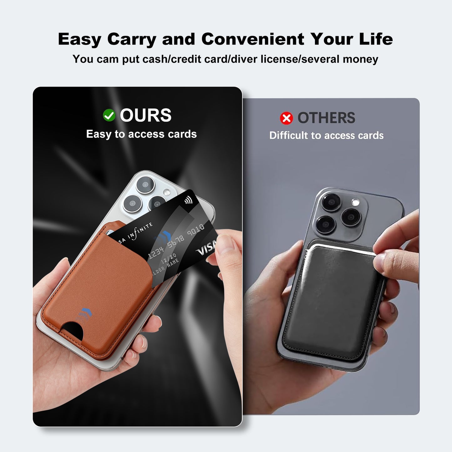 Wholesale PU Leather Magsafe Bifold Magnetic Card Holder Wallet with Phone Stand OEM Manufacturer