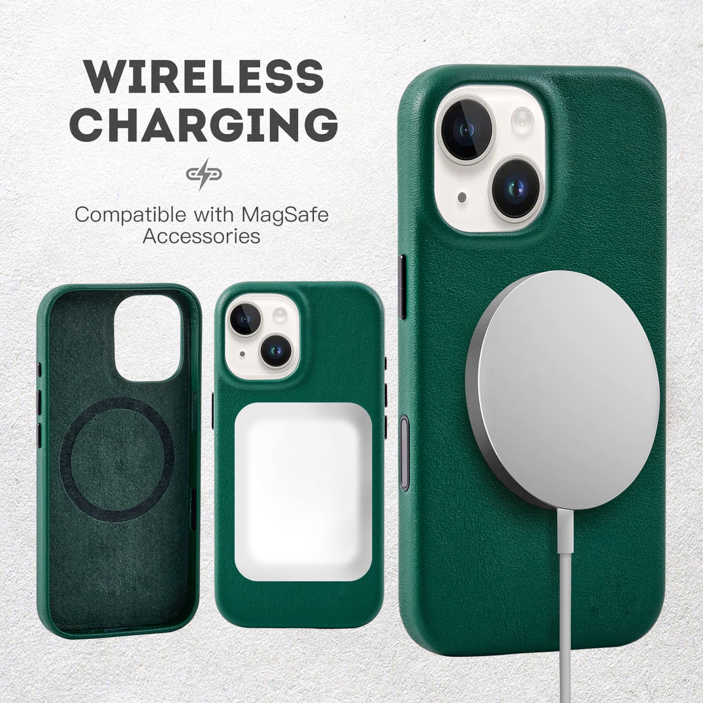 Wholesale Green Genuine Leather Phone Case for iPhone 16 Pro Max Custom Logo Manufacturer
