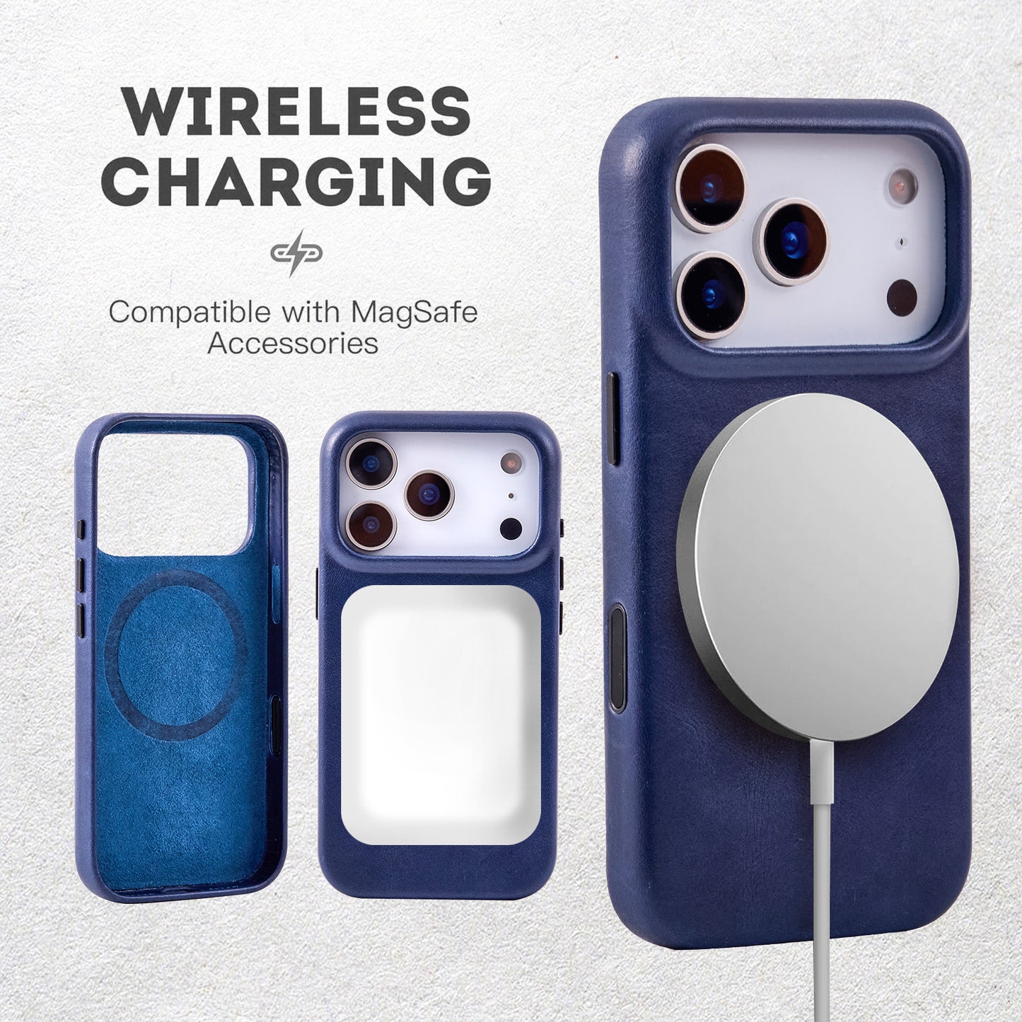 Wholesale Blue Genuine Leather Phone Case for iPhone 17 Pro Max OEM Manufacturer