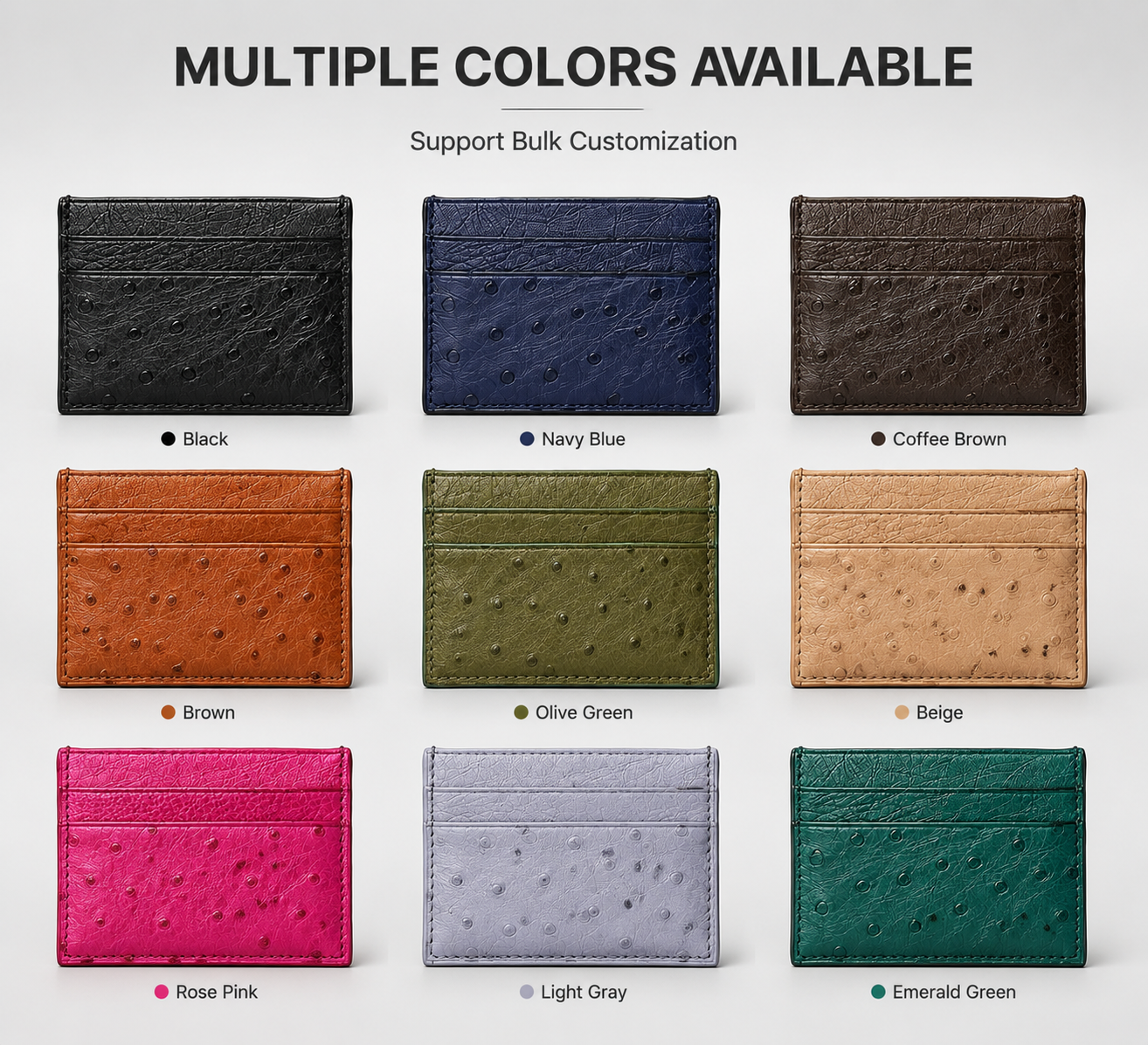 Genuine Leather Ostrich Pattern Card Holder (Wholesale/OEM Manufacturer)