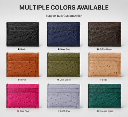Genuine Leather Ostrich Pattern Card Holder (Wholesale/OEM Manufacturer)