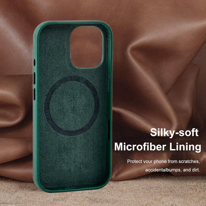 Wholesale Green Genuine Leather Phone Case for iPhone 16 Pro Max Custom Logo Manufacturer