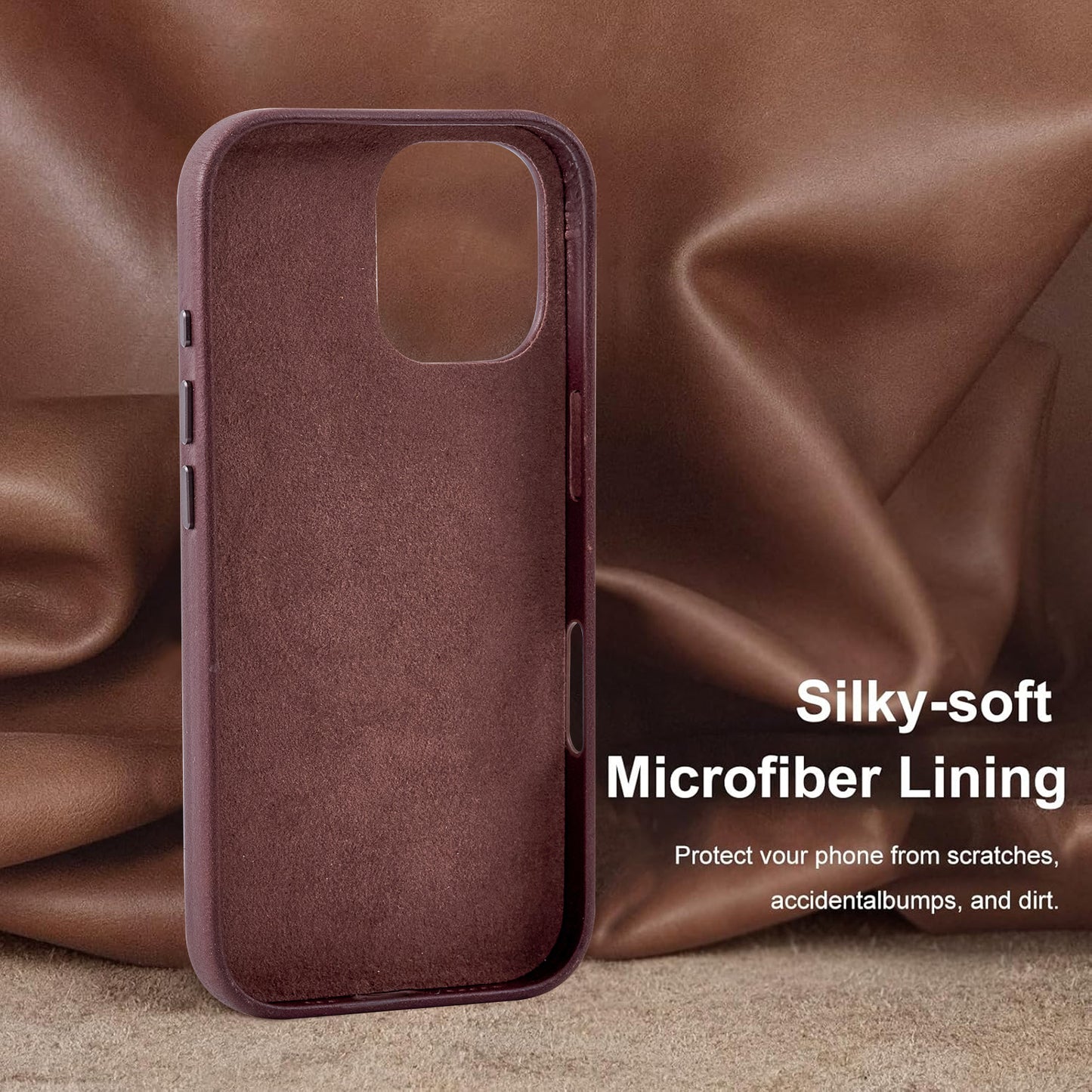 Wholesale Slim Genuine Leather Phone Case for iPhone 16 Pro Max Custom Logo Manufacturer