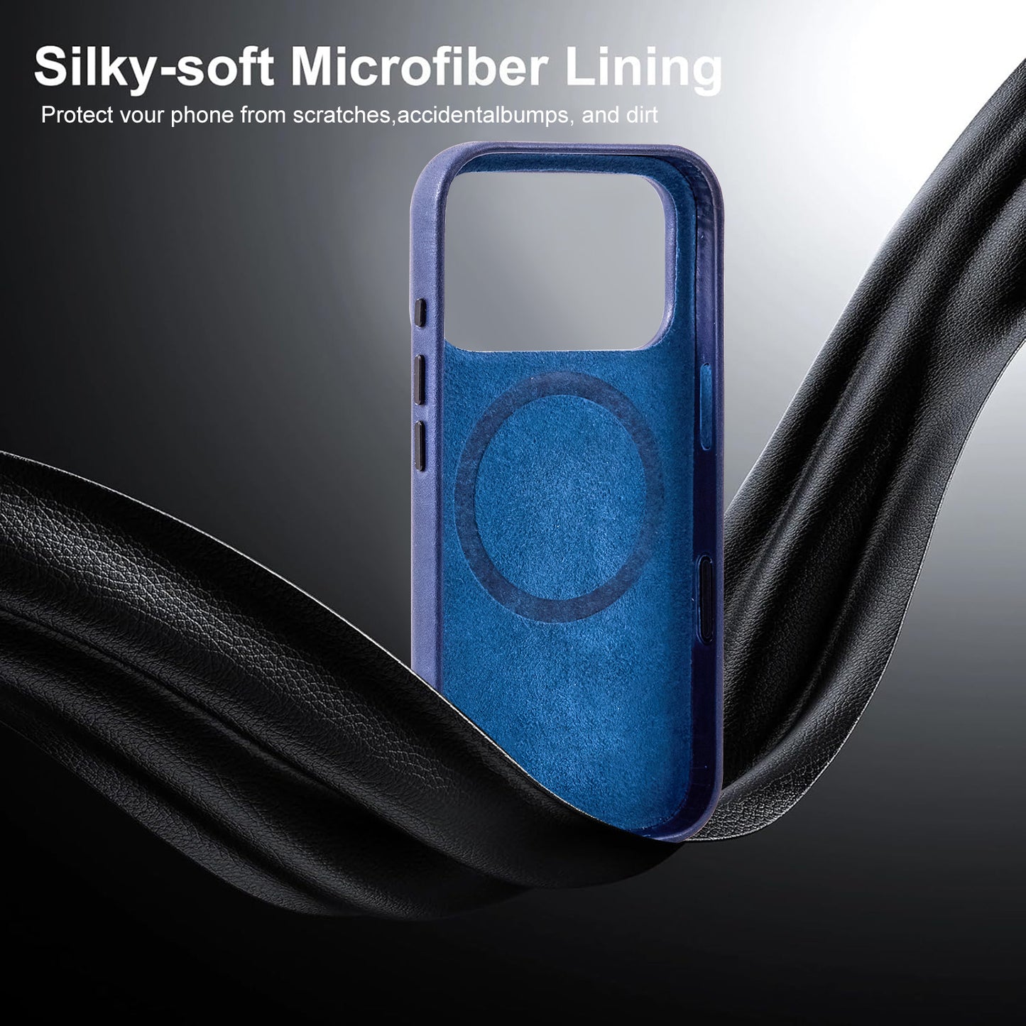 Wholesale Blue Genuine Leather Phone Case for iPhone 17 Pro Max OEM Manufacturer