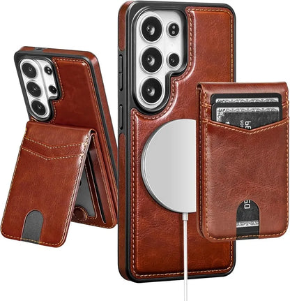 Genuine Leather RFID Wallet Phone Case for Customizable Device Models image 1