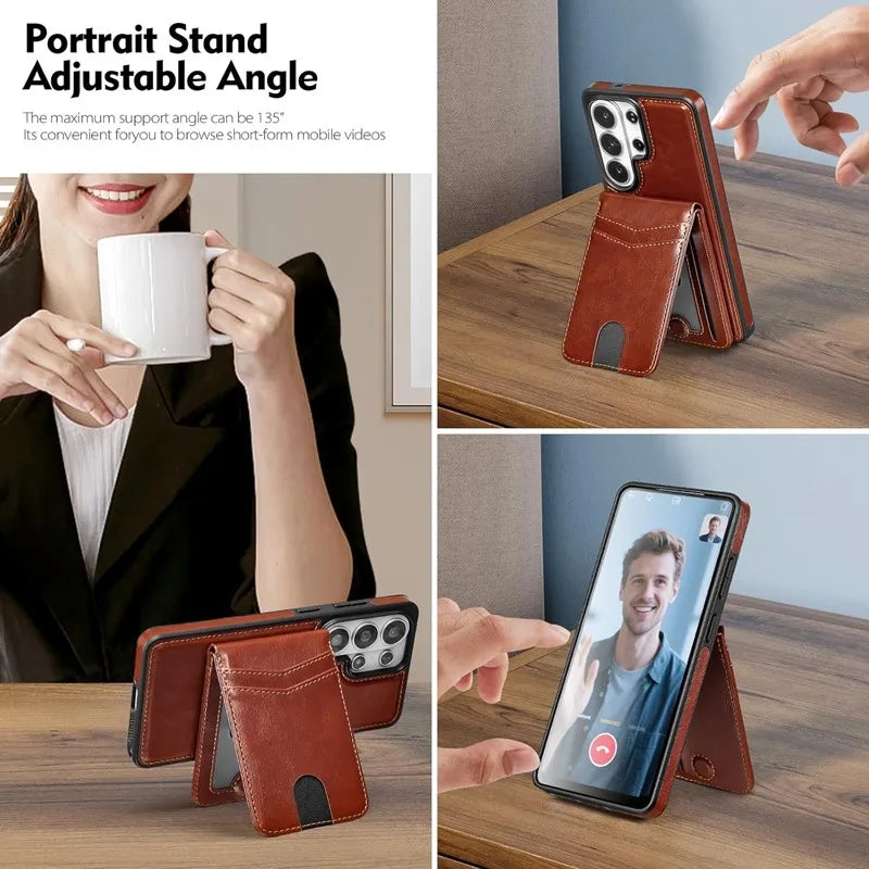 Genuine Leather RFID Wallet Phone Case for Customizable Device Models image 4