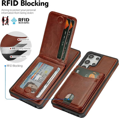 Genuine Leather RFID Wallet Phone Case for Customizable Device Models image 3