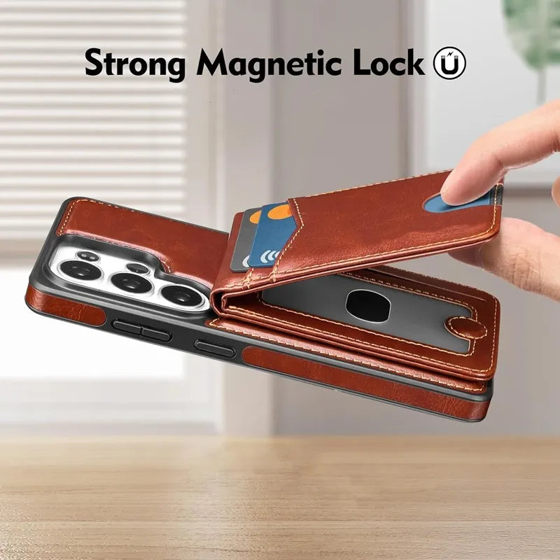 Genuine Leather RFID Wallet Phone Case for Customizable Device Models image 2