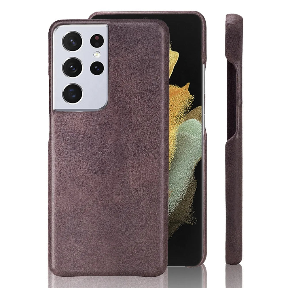 Cowhide Leather Slim Phone Case for Customizable Device Models image 1