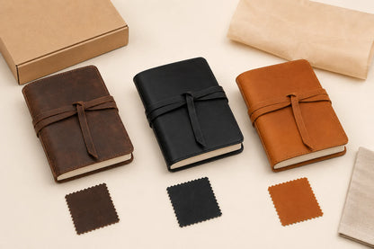 Journal de Viagem de Couro Recarregável com Tira de Amarrar — OEM Personalizado